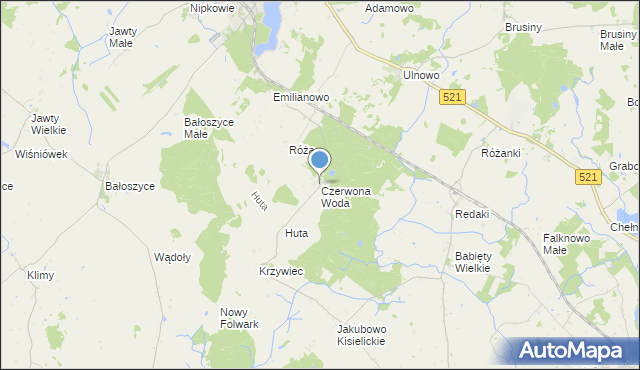 mapa Czerwona Woda, Czerwona Woda gmina Susz na mapie Targeo